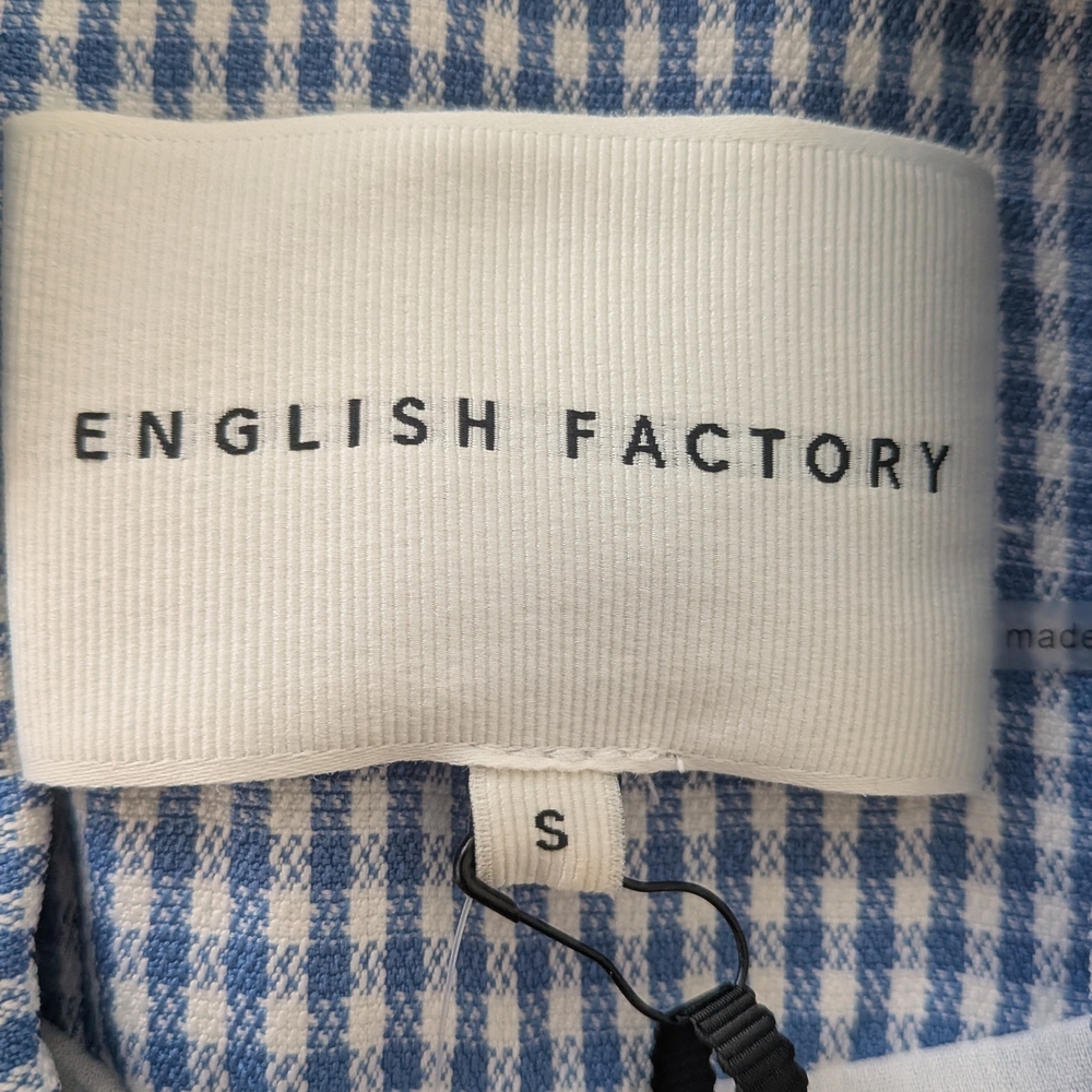 Women's English Factory Blue White Gingham Sleeveless Romper S - Picture 9 of 11